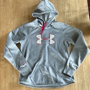Under Armour Light Gray Hoodie with Pink Accents
